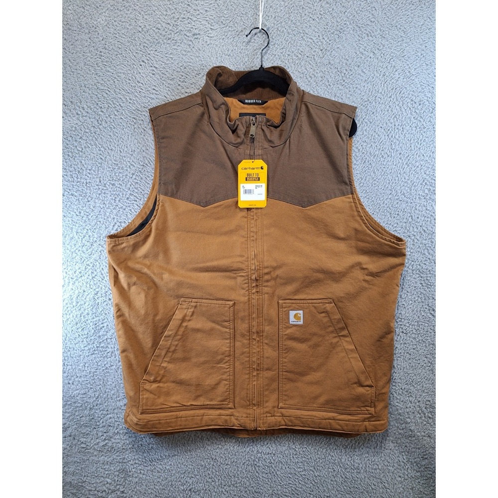 Carhartt Vest Mens XLT Brown Cotton Montana Rugged Flex Duck Relaxed Fit Outdoor